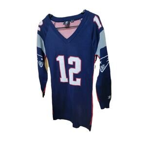 Tom Brady New England Patriots Womens Knitted Long sweater/dress Blue Medium